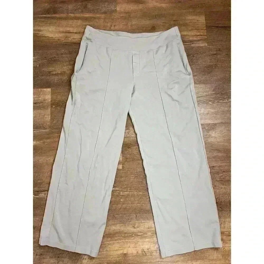 Athleta Eastbound Wide Pants Women's 16 Light Blue Pull On Stretch Athleisure